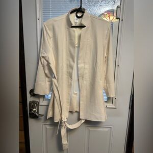 Wynne Layers Belted Crepe Blazer Beige
